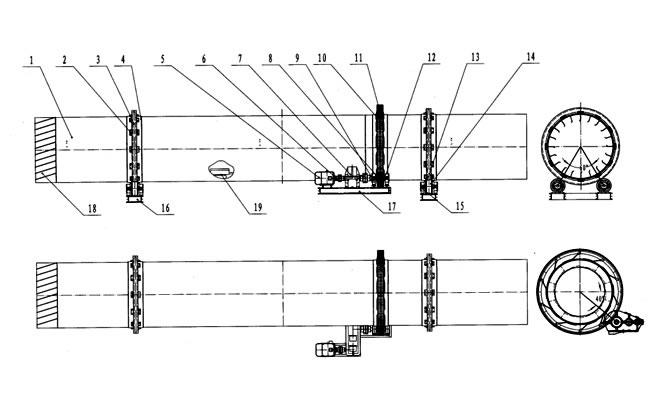 回轉滾筒烘干機結構圖